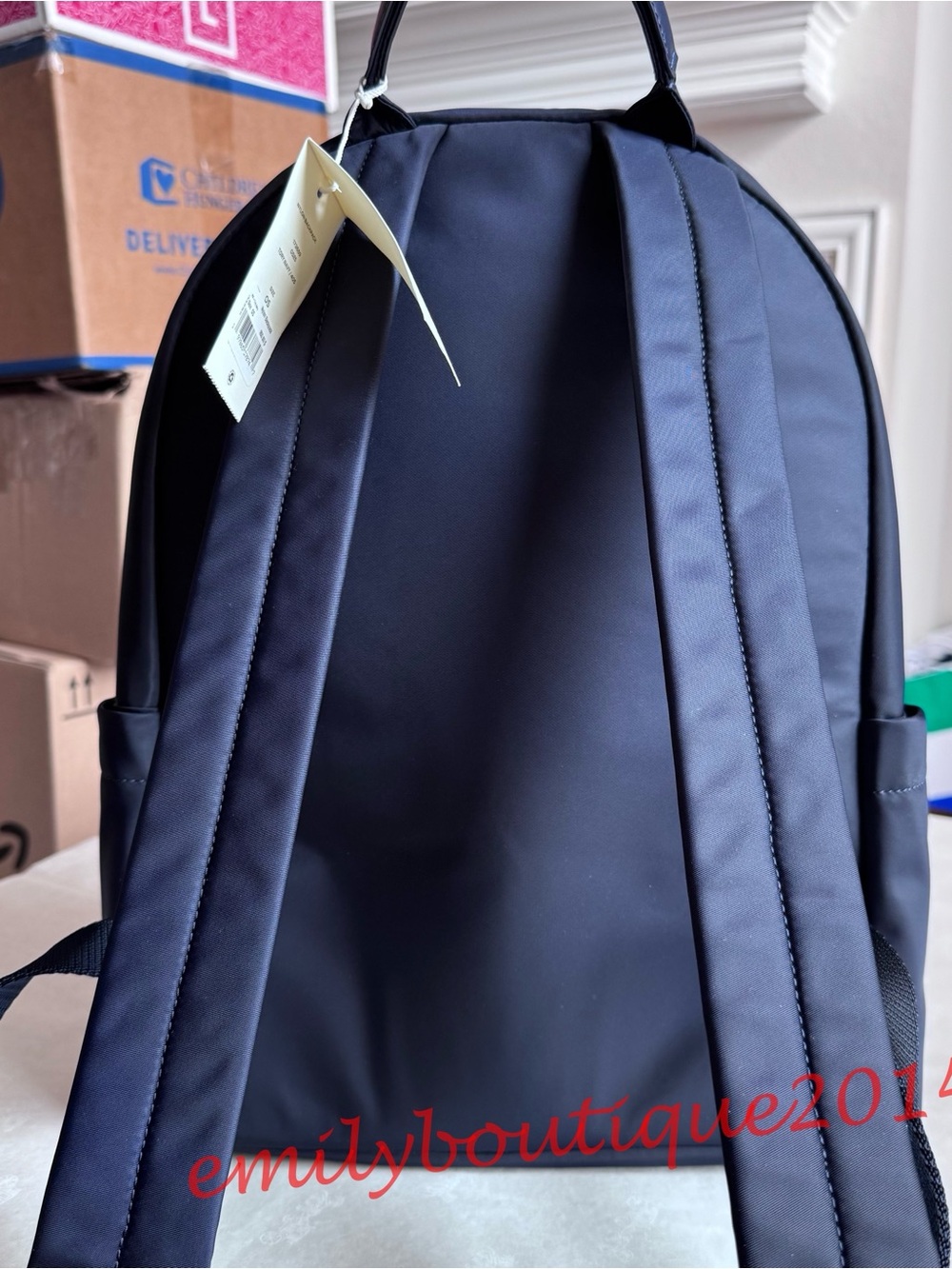 NWT Tory Burch 173559 Ella Nylon Backpack Tory Navy Medium Bag Lightweight - Picture 7 of 11